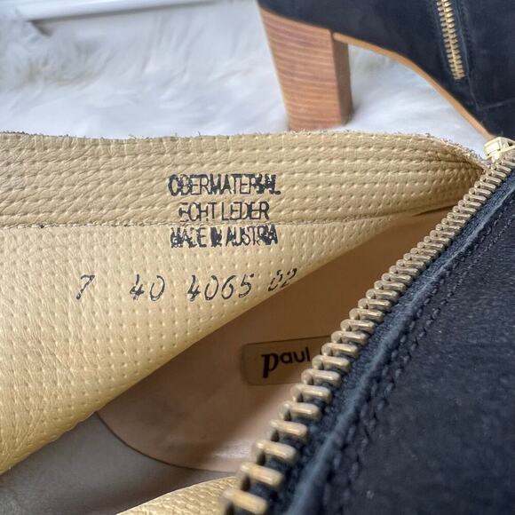 Paul Green Bellini Black Suede Open Toe Heel Booties Size 9.5 - Picture 6 of 10